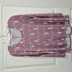 Rod's stretchy long sleeve scoop neck top - L - pink